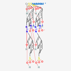 molecular formula C40H26CrN6Na5O20S4+5 B12730086 Pentasodium bis(3-hydroxy-4-((2-hydroxy-6-sulpho-1-naphthyl)azo)-7-nitronaphthalene-1-sulphonato(4-))chromate(5-) CAS No. 94021-56-4