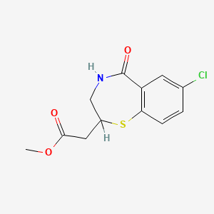 molecular formula C12H12ClNO3S B12730092 Methyl 2,3,4,5-tetrahydro-7-chloro-5-oxo-1,4-benzothiazepine-2-acetate CAS No. 86628-24-2