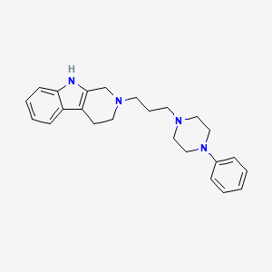 molecular formula C24H30N4 B12730121 1H-Pyrido(3,4-b)indole, 2,3,4,9-tetrahydro-2-(3-(4-phenyl-1-piperazinyl)propyl)- CAS No. 184691-59-6