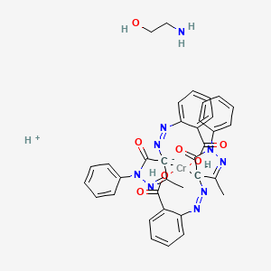 molecular formula C36H34CrN9O7- B12730128 2-aminoethanol;chromium;hydron;2-[(3-methyl-5-oxo-1-phenylpyrazol-4-id-4-yl)diazenyl]benzoic acid CAS No. 63872-05-9