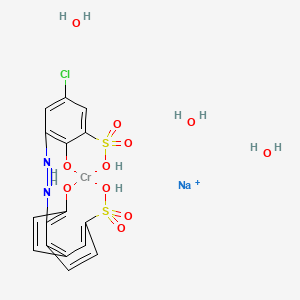 molecular formula C16H17ClCrN2NaO11S2+ B12730130 Sodium triaqua(5-((5-chloro-2-hydroxy-3-sulphophenyl)azo)-6-hydroxynaphthalene-2-sulphonato(4-))chromate(1-) CAS No. 83863-37-0