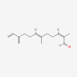 molecular formula C15H22O B12730167 2,6,11-Dodecatrienal, 2,6-dimethyl-10-methylene-, (Z,E)- CAS No. 199008-40-7