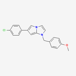 molecular formula C20H17ClN2O B12730216 1H-Pyrrolo(1,2-a)imidazole, 6-(p-chlorophenyl)-1-(p-methoxybenzyl)- CAS No. 102280-84-2