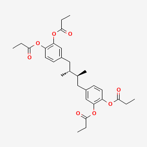 molecular formula C30H38O8 B12730239 Meso-nordihydroguaiaretic acid tetrapropionate CAS No. 119189-40-1