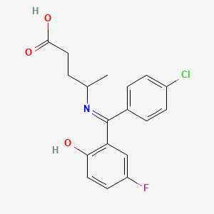 4-(((4-Chlorophenyl)(5-fluoro-2-hydroxyphenyl)methylene)amino)pentanoic acid