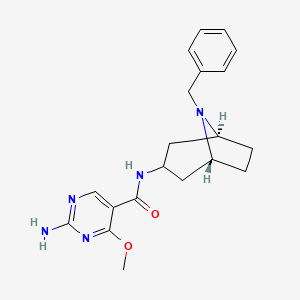 molecular formula C20H25N5O2 B12730273 2-Amino-N-(8-benzyl-3-alpha-nortropanyl)-4-methoxy-5-pyrimidinecarboxamide CAS No. 91595-94-7