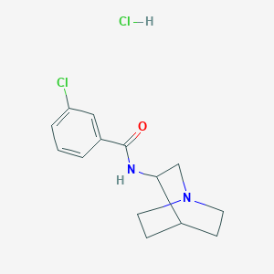 molecular formula C14H18Cl2N2O B12730274 N-1-Azabicyclo(2.2.2)oct-3-yl-3-chlorobenzamide monohydrochloride CAS No. 90183-15-6