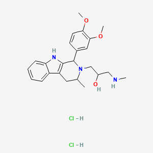 molecular formula C24H33Cl2N3O3 B12730335 2H-Pyrido(3,4-b)indole-2-ethanol, 1,3,4,9-tetrahydro-1-(3,4-dimethoxyphenyl)-3-methyl-alpha-((methylamino)methyl)-, dihydrochloride CAS No. 111050-88-5