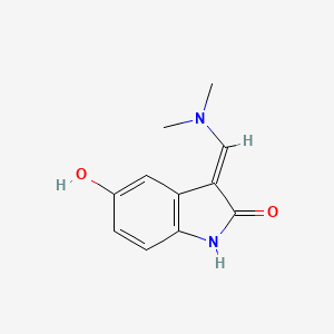 molecular formula C11H12N2O2 B12730356 2H-Indol-2-one, 1,3-dihydro-3-((dimethylamino)methylene)-5-hydroxy-, (E)- CAS No. 159212-42-7