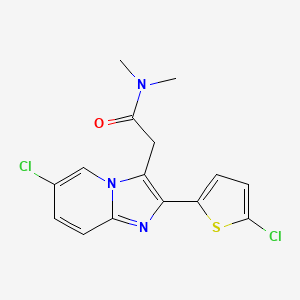 molecular formula C15H13Cl2N3OS B12730367 Imidazo(1,2-a)pyridine-3-acetamide, 6-chloro-2-(5-chloro-2-thienyl)-N,N-dimethyl- CAS No. 88570-88-1