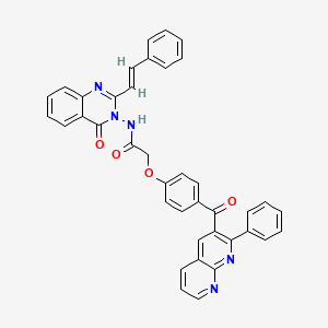 Acetamide, N-(4-oxo-2-(2-phenylethenyl)-3(4H)-quinazolinyl)-2-(4-((2-phenyl-1,8-naphthyridin-3-yl)carbonyl)phenoxy)-