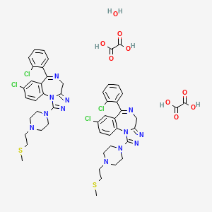 8-chloro-6-(2-chlorophenyl)-1-[4-(2-methylsulfanylethyl)piperazin-1-yl]-4H-[1,2,4]triazolo[4,3-a][1,4]benzodiazepine;oxalic acid;hydrate