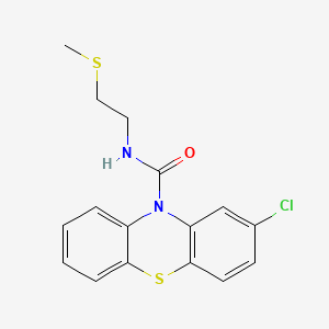 molecular formula C16H15ClN2OS2 B12730444 10H-Phenothiazine-10-carboxamide, 2-chloro-10-(2-(methylthio)ethyl)- CAS No. 53056-61-4