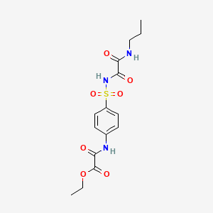 molecular formula C15H19N3O7S B12730483 Acetic acid, ((4-((((propylamino)oxacetyl)amino)sulfonyl)phenyl)amino)-, ethyl ester CAS No. 81717-19-3