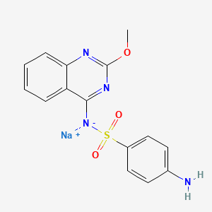 molecular formula C15H13N4NaO3S B12730496 Sulfanilamide, N(sup 4)-(2-methoxy-4-quinazolinyl)-, sodium salt CAS No. 102395-89-1