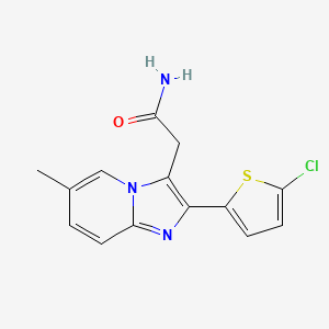 molecular formula C14H12ClN3OS B12730529 2-(5-Chloro-2-thienyl)-6-methylimidazo(1,2-a)pyridine-3-acetamide CAS No. 88570-90-5