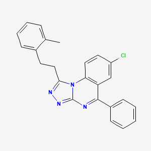 molecular formula C24H19ClN4 B12730564 (1,2,4)Triazolo(4,3-a)quinazoline, 7-chloro-1-(2-(methylphenyl)ethyl)-5-phenyl- CAS No. 95858-92-7