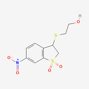molecular formula C10H11NO5S2 B1273058 2-[(6-Nitro-1,1-dioxido-2,3-dihydro-1-benzothien-3-YL)thio]ethanol CAS No. 175203-70-0