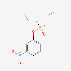 molecular formula C12H18NO4P B12730600 Phosphinic acid, dipropyl-, m-nitrophenyl ester CAS No. 88618-45-5