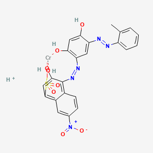 molecular formula C23H18CrN5O8S+ B12730609 Hydrogen (4-((2,4-dihydroxy-5-(o-tolylazo)phenyl)azo)-3-hydroxy-7-nitronaphthalene-1-sulphonato(3-))chromate(1-) CAS No. 94276-37-6