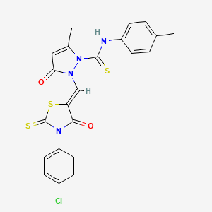 1H-Pyrazole-1-carbothioamide, 2-((3-(4-chlorophenyl)-4-oxo-2-thioxo-5-thiazolidinylidene)methyl)-2,3-dihydro-5-methyl-N-(4-methylphenyl)-3-oxo-