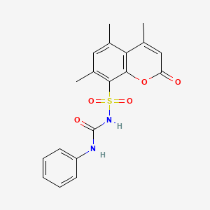 2H-1-Benzopyran-8-sulfonamide, 4,5,7-trimethyl-2-oxo-N-((phenylamino)carbonyl)-