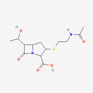 molecular formula C13H20N2O5S B12730739 1-Azabicyclo(3.2.0)heptane-2-carboxylic acid, 3-((2-(acetylamino)ethyl)thio)-6-(1-hydroxyethyl)-7-oxo- CAS No. 74660-91-6