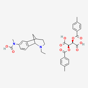 molecular formula C35H38N2O10 B12730805 (2R,3R)-2,3-bis[(4-methylbenzoyl)oxy]butanedioic acid;(9-ethyl-9-azatricyclo[6.3.1.02,7]dodeca-2(7),3,5-trien-4-yl)-methylcarbamic acid CAS No. 156693-36-6