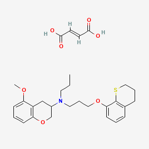 molecular formula C29H37NO7S B12730832 (E)-but-2-enedioic acid;N-[3-(3,4-dihydro-2H-thiochromen-8-yloxy)propyl]-5-methoxy-N-propyl-3,4-dihydro-2H-chromen-3-amine CAS No. 153804-70-7