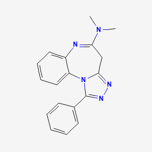 molecular formula C18H17N5 B12730844 4H-(1,2,4)Triazolo(4,3-a)(1,5)benzodiazepin-5-amine, N,N-dimethyl-1-phenyl- CAS No. 133118-22-6