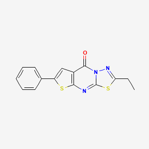 molecular formula C15H11N3OS2 B12730851 8H-(1,3,4)Thiadiazolo(3,2-a)thieno(2,3-d)pyrimidin-8-one, 2-ethyl-6-phenyl- CAS No. 103357-77-3