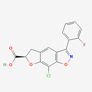 FURO(3,2-F)-1,2-benzisoxazole-6-carboxylic acid, 8-chloro-3-(2-fluorophenyl)-5,6-dihydro-, (R)-