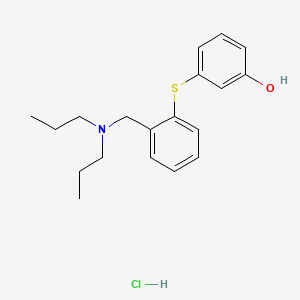 molecular formula C19H26ClNOS B12730883 Phenol, 3-((2-((dipropylamino)methyl)phenyl)thio)-, hydrochloride CAS No. 127906-68-7