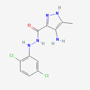 molecular formula C11H11Cl2N5O B12730895 1H-Pyrazole-3-carboxylic acid, 4-amino-5-methyl-, 2-(2,5-dichlorophenyl)hydrazide CAS No. 86831-73-4