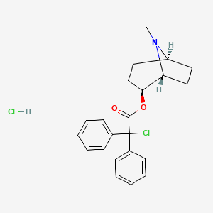 molecular formula C22H25Cl2NO2 B12730902 (+)-2-alpha-Tropanyl chlorodiphenylacetate hydrochloride CAS No. 87421-56-5