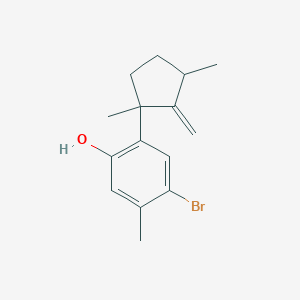 molecular formula C15H19BrO B12730910 4-Bromo-2-(1,3-dimethyl-2-methylenecyclopentyl)-5-methylphenol CAS No. 29424-17-7