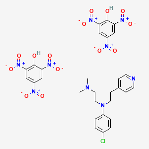 molecular formula C29H28ClN9O14 B12730969 Pyridine, 4-(2-(p-chloro-N-(2-(dimethylamino)ethyl)anilino)ethyl)-, dipicrate CAS No. 96269-86-2