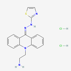 molecular formula C18H19Cl2N5S B12730994 10-(2-Aminoethyl)-9(10H)-acridinone 2-thiazolylhydrazone dihydrochloride CAS No. 92928-33-1