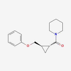 molecular formula C16H21NO2 B12731016 Piperidine, 1-((2-(phenoxymethyl)cyclopropyl)carbonyl)-, trans- CAS No. 102617-10-7