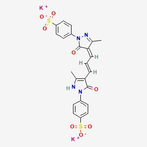 molecular formula C23H18K2N4O8S2 B12731053 Dipotassium p-(4,5-dihydro-4-(3-(5-hydroxy-3-methyl-1-(4-sulphonatophenyl)-1H-pyrazol-4-yl)allylidene)-3-methyl-5-oxo-1H-pyrazol-1-yl)benzenesulphonate CAS No. 65132-20-9