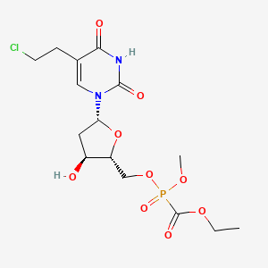 molecular formula C15H22ClN2O9P B12731059 ((1-(5-(2-Chloroethyl)-2,4-dioxo-1,2,3,4-tetrahyropyrimidin-1-yl)-2-deoxy-beta-D-erythro-pentofuranos-5-yl)oxy)methoxyphosphinecarboxylic acid ethyl ester oxide CAS No. 115365-16-7