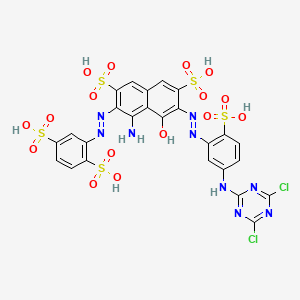 4-Amino-6-((5-((4,6-dichloro-1,3,5-triazin-2-yl)amino)-2-sulphophenyl)azo)-3-((2,5-disulphophenyl)azo)-5-hydroxynaphthalene-2,7-disulphonic acid