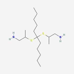 molecular formula C17H38N2S2 B12731502 1-Propanamine, 2,2'-((1-pentylhexylidene)bis(thio))bis- CAS No. 91485-96-0