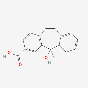 molecular formula C17H14O3 B12731534 5-Hydroxy-5-methyl-5H-dibenzo(a,d)cycloheptene-3-carboxylic acid CAS No. 4260-63-3