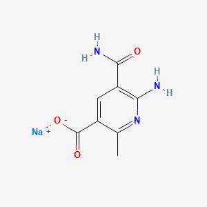 molecular formula C8H8N3NaO3 B12731616 Monosodium 6-amino-5-(aminocarbonyl)-2-methyl-3-pyridinecarboxylate CAS No. 137664-20-1