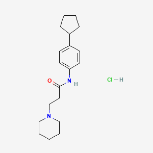 1-Piperidinepropanamide, N-(4-cyclopentylphenyl)-, monohydrochloride