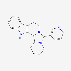 molecular formula C22H24N4 B12731637 9-pyridin-3-yl-8,10,20-triazapentacyclo[11.7.0.02,10.03,8.014,19]icosa-1(13),14,16,18-tetraene CAS No. 119464-13-0