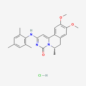 molecular formula C24H28ClN3O3 B12731677 4H-Pyrimido(6,1-a)isoquinolin-4-one, 6,7-dihydro-9,10-dimethoxy-6-methyl-2-((2,4,6-trimethylphenyl)amino)-, monohydrochloride, (S)- CAS No. 108445-40-5