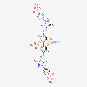 Tetrasodium 4,4'-bis((4,5-dihydro-3-methyl-5-oxo-1-(4-sulphonatophenyl)-1H-pyrazol-4-yl)azo)-5,5'-dimethyl(1,1'-biphenyl)-2,2'-disulphonate