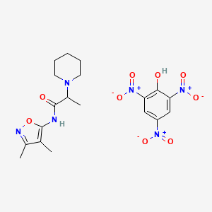 molecular formula C19H24N6O9 B12731795 N-(3,4-Dimethyl-5-isoxazolyl)-alpha-methyl-1-piperidineacetamide picrate CAS No. 96766-18-6